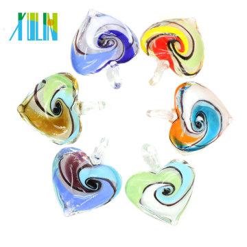 MC0045 Neues Design Swirl Herz Lampwork Glas Anhänger für Decoration12pcs / box